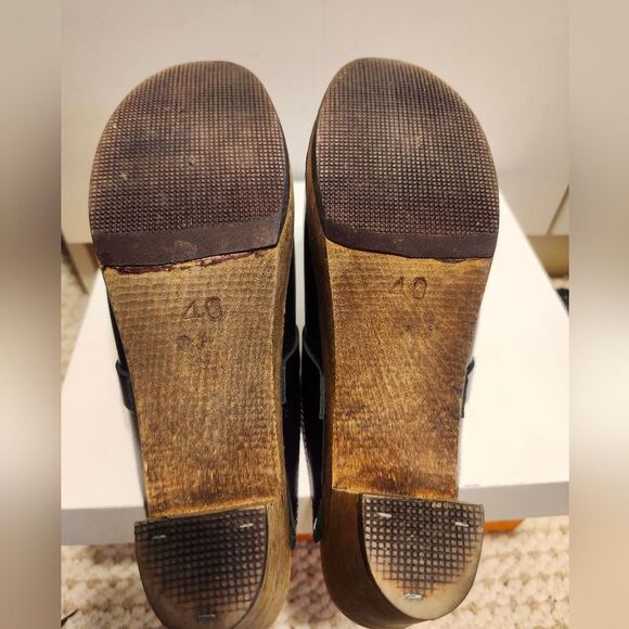 Maguba of Sweden Metallic Purple Leather Wooden Heel Clogs Size 9/40 Ret.$189 - Picture 11 of 12